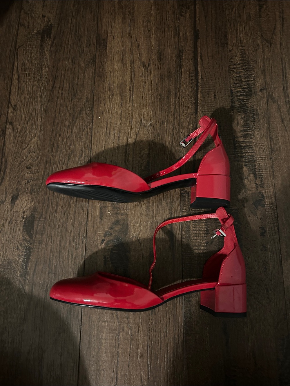 MMG Red Patent Ankle-Strap Women’s Pumps Sz 37 - Picture 2 of 7